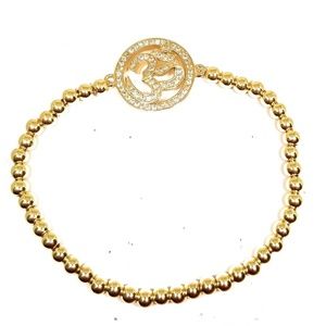 Gold Tone Om Aum Yoga Meditation Stretch Bracelet